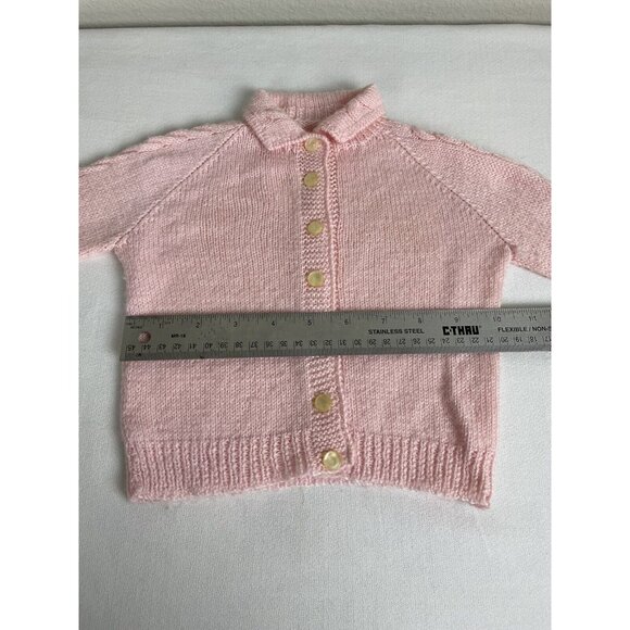 Vintage Baby/Toddler Button Up Cardigan Sweater Pink Textured Handmade 1960’s - Picture 7 of 8